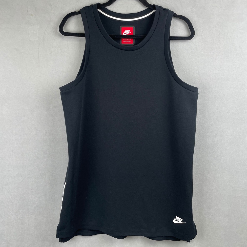 Nike Mens Tech Fleece Black White Stripe Sleeveless Tank Top Shirt 727353-010 M